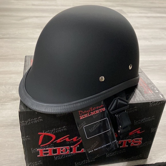 Daytona Novelty Matte Black Hawk Low Profile Half Helmet in size S - Picture 5 of 7